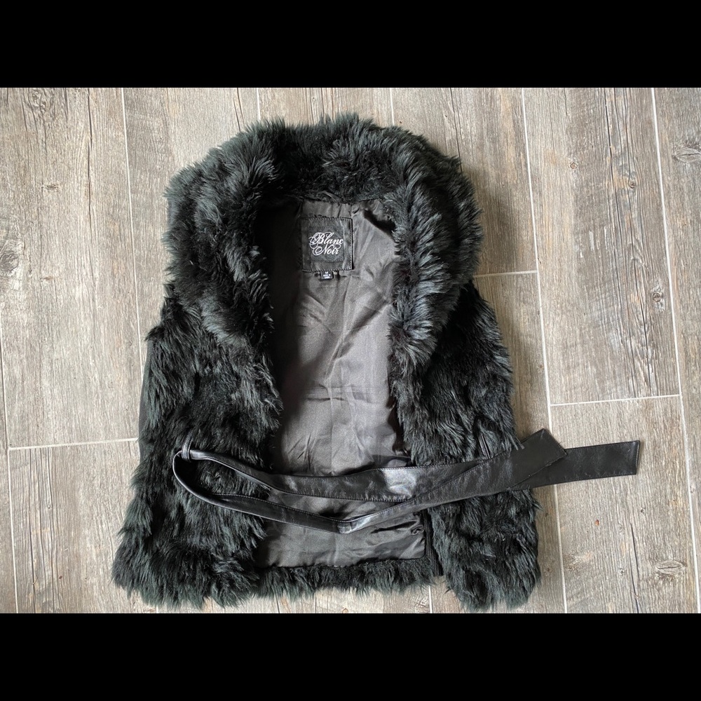 Faux leather vest with leather tie belt!